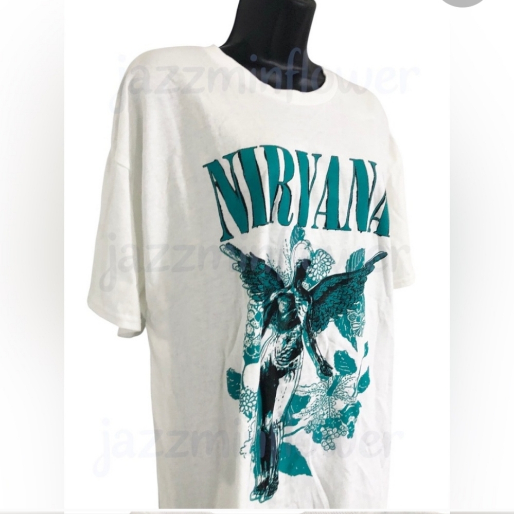 Nirvana In Utero green graphic print white concert cotton tshirt size XL‎ new